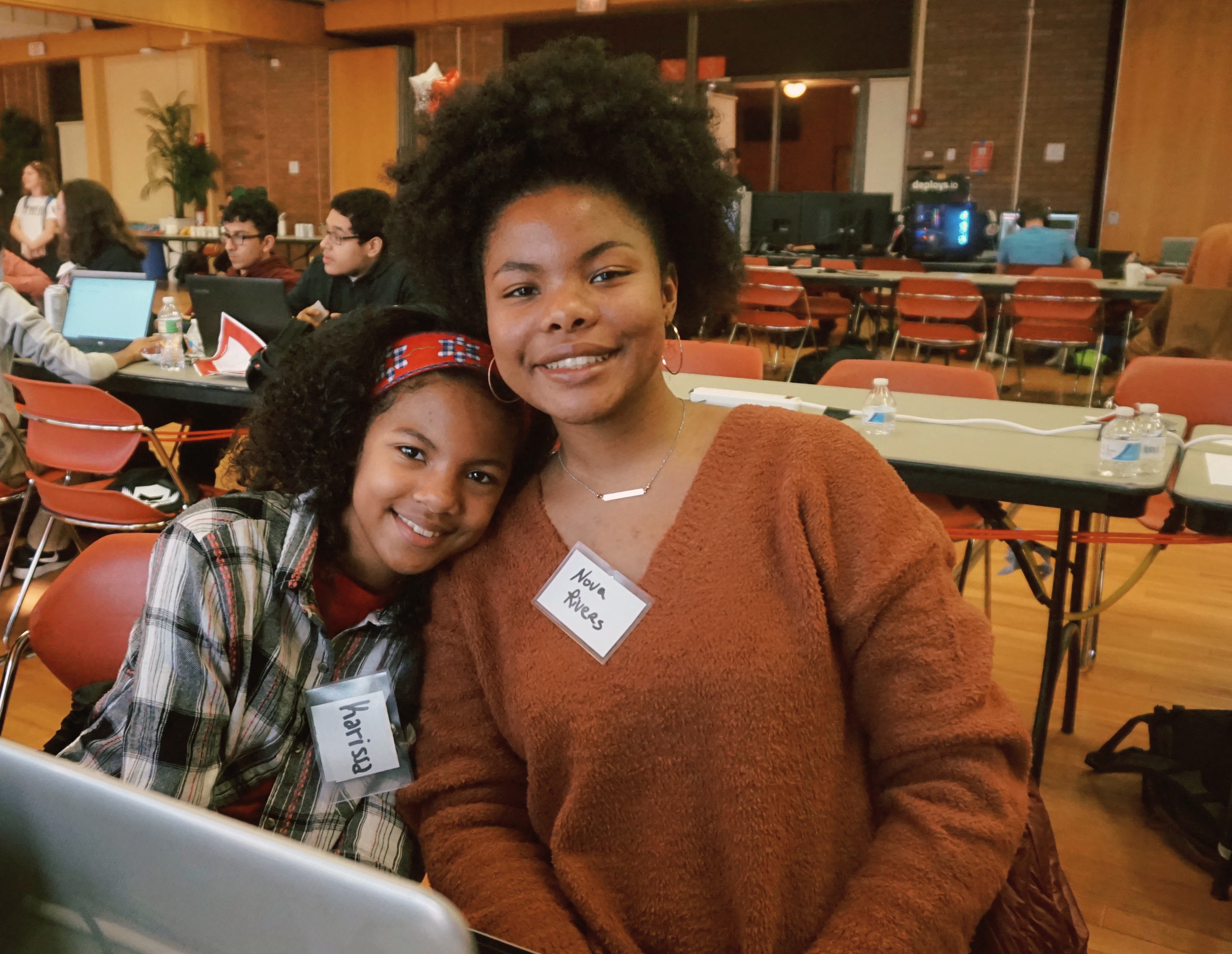 Students at hackathon