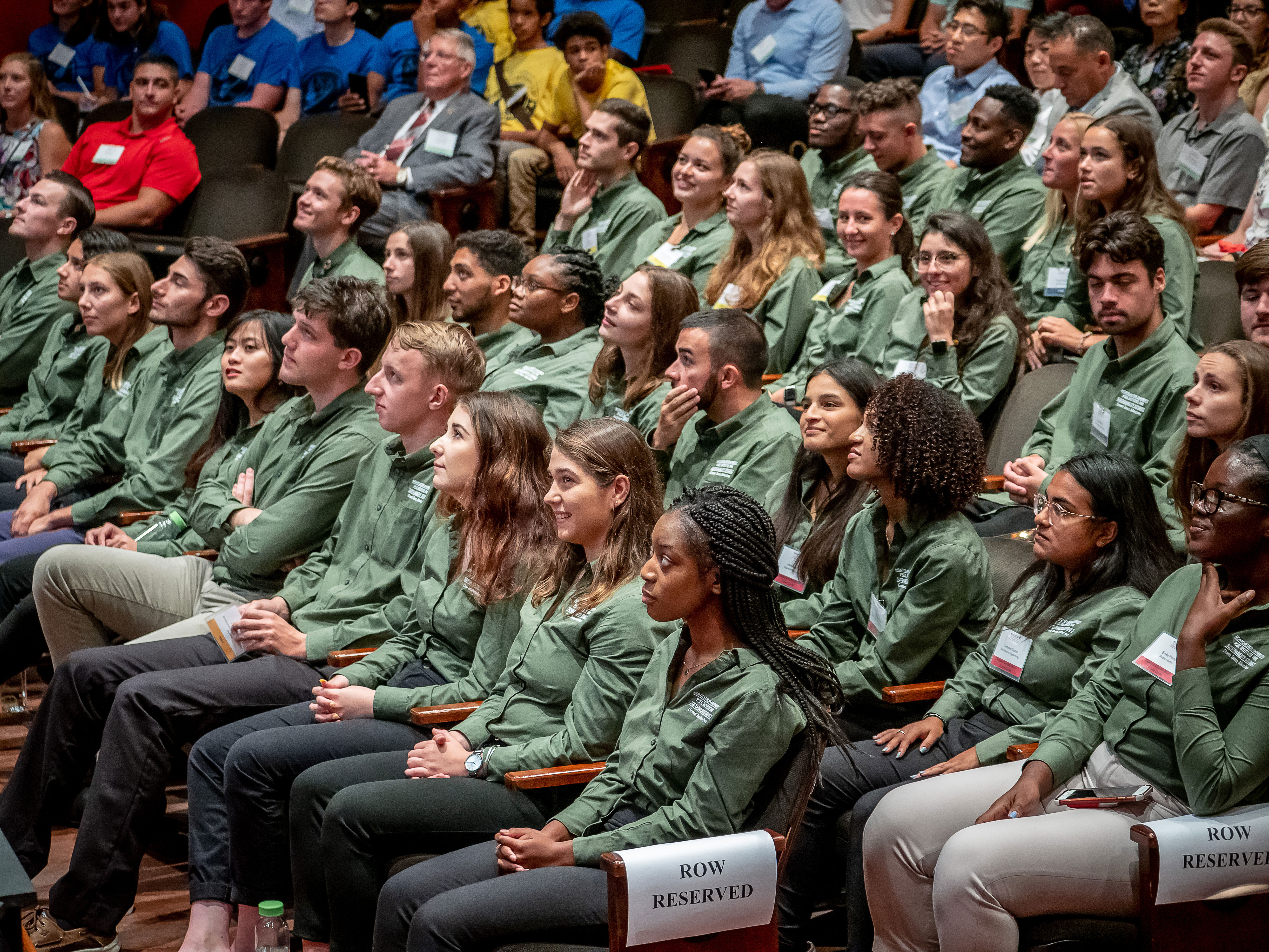 Interns with the PSEG Institute for Sustainability Studies listen to remarks by experts prior to making their final presentations at Montclair State University.