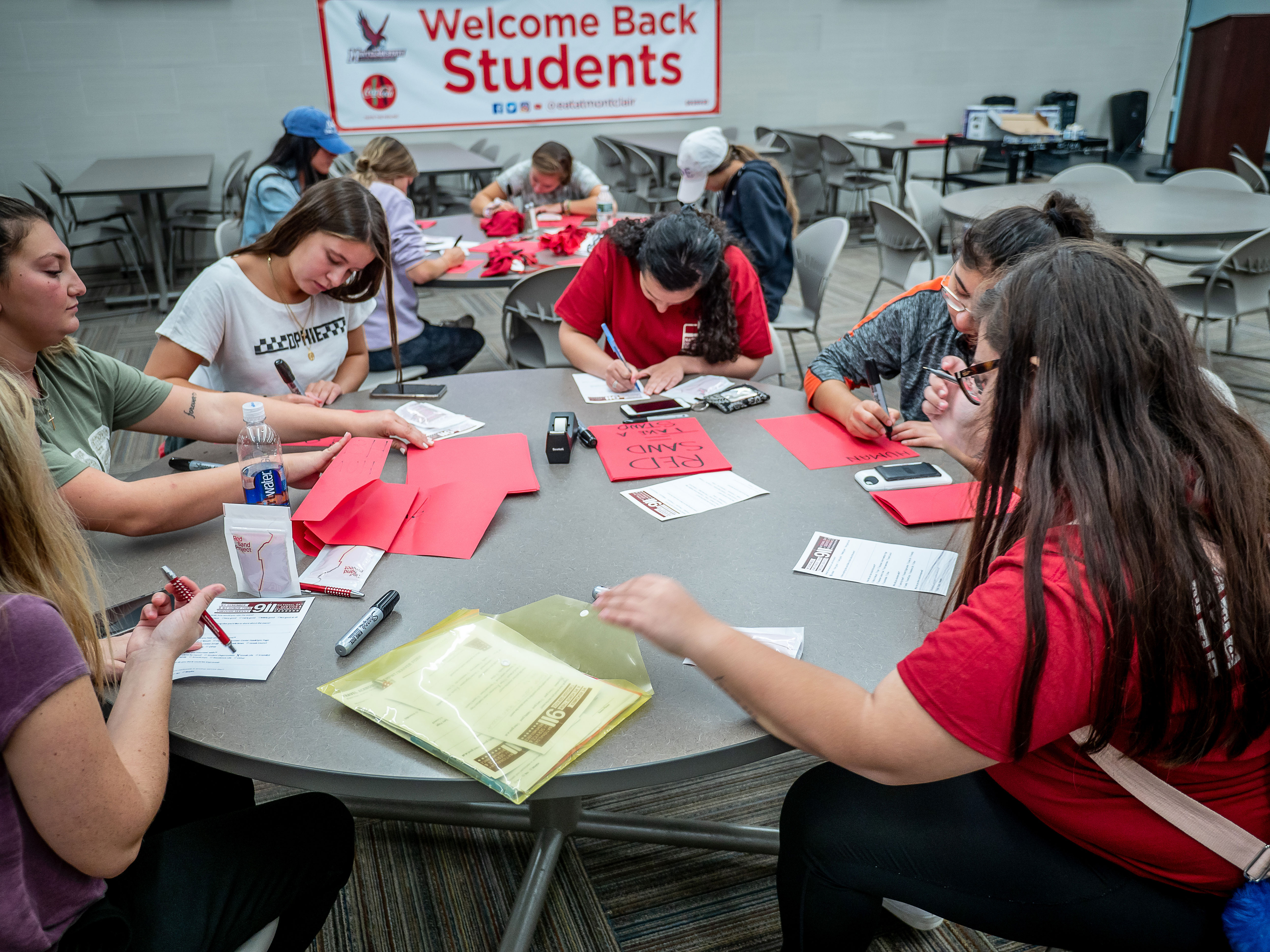 Volunteers assist with a project to end human trafficking.