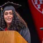undergraduate candidate speaking at lectern