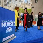 Student shaking hands with Today Show host