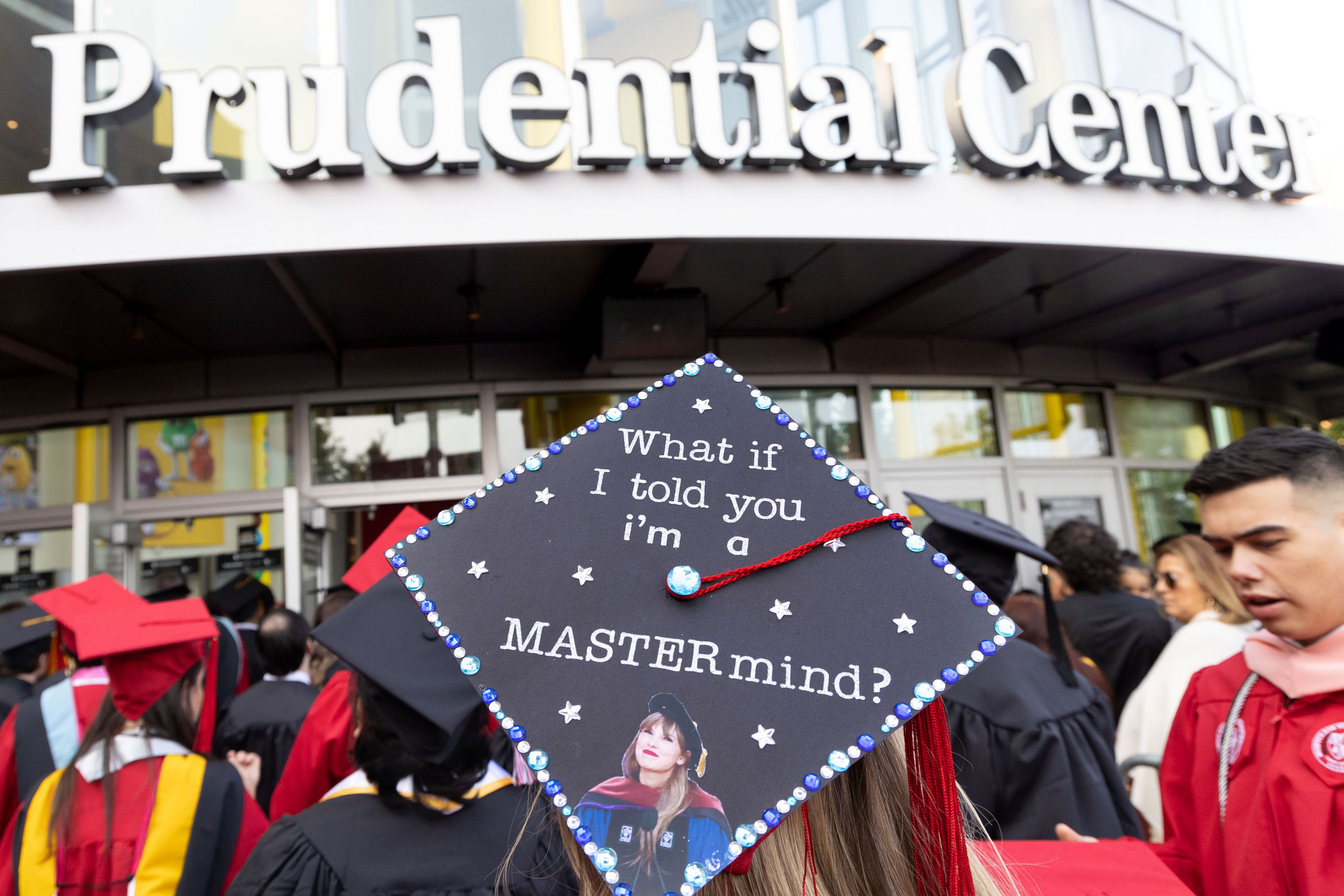 top of graduation cap showing a taylor swift quote