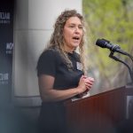 Jessica Bush at the podium.