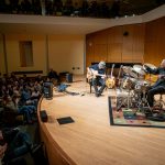 Pat Metheny and drummer Billy Hart perform onstage.