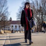 Katie walks to class on campus.