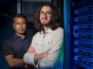 Goldwater Scholarship Winner, Joseph Quinn-Vitabile, and his Montclair Physics professor and research mentor, Dr. Shaon Ghosh.