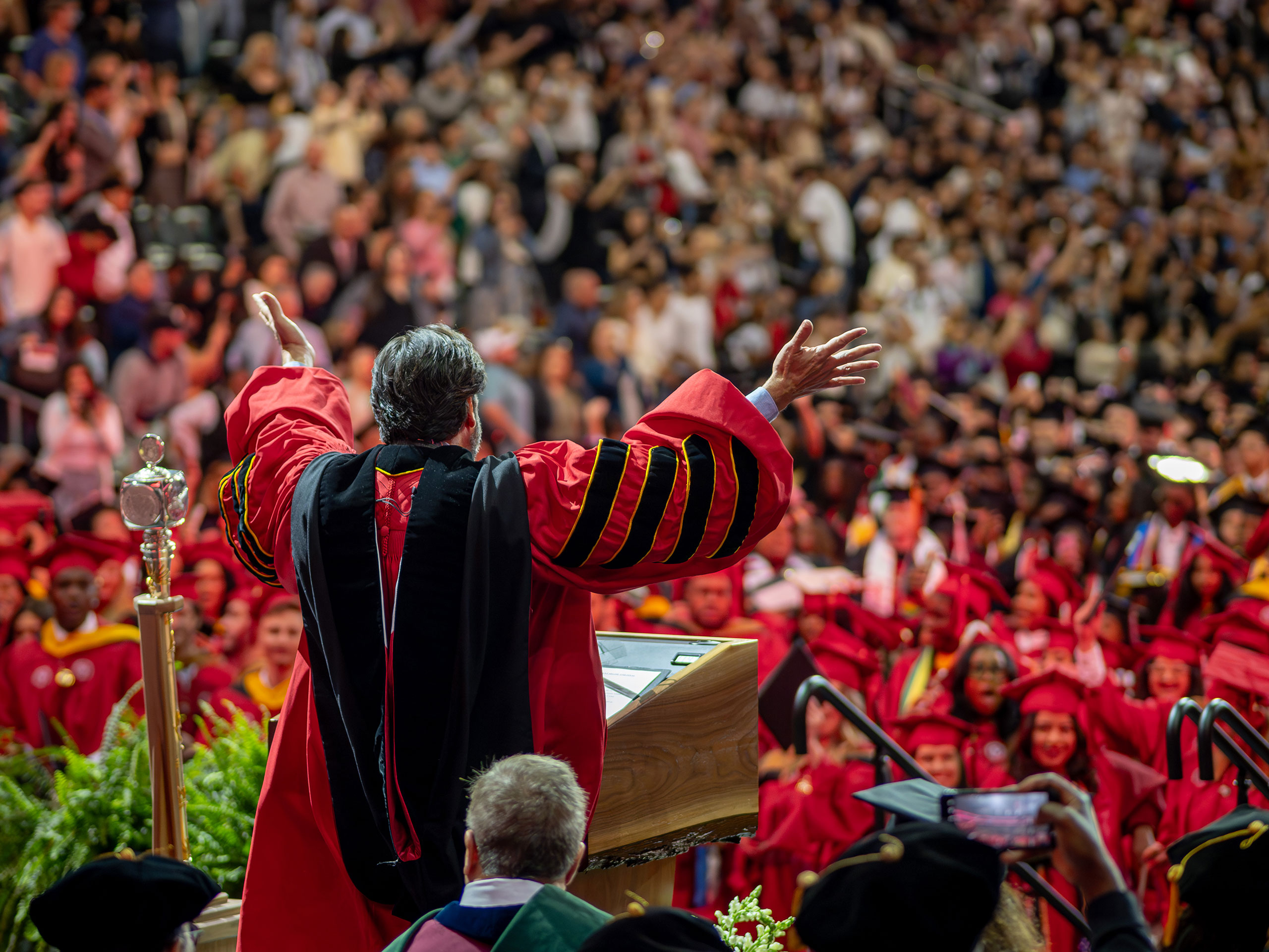President Koppell addressing the graduating class of 2025