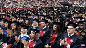 physics students at Commencement