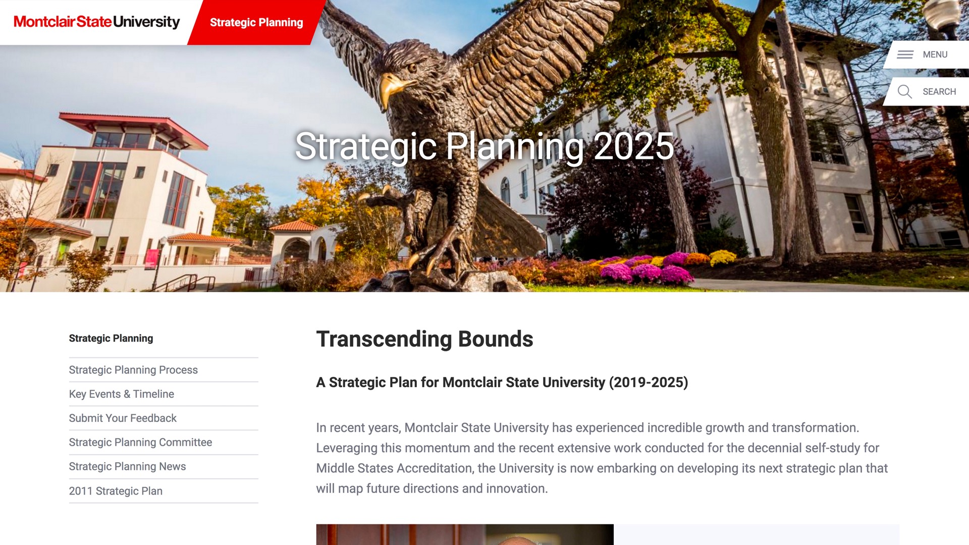 Screenshot of the Strategic Planning 2025 website homepage.
