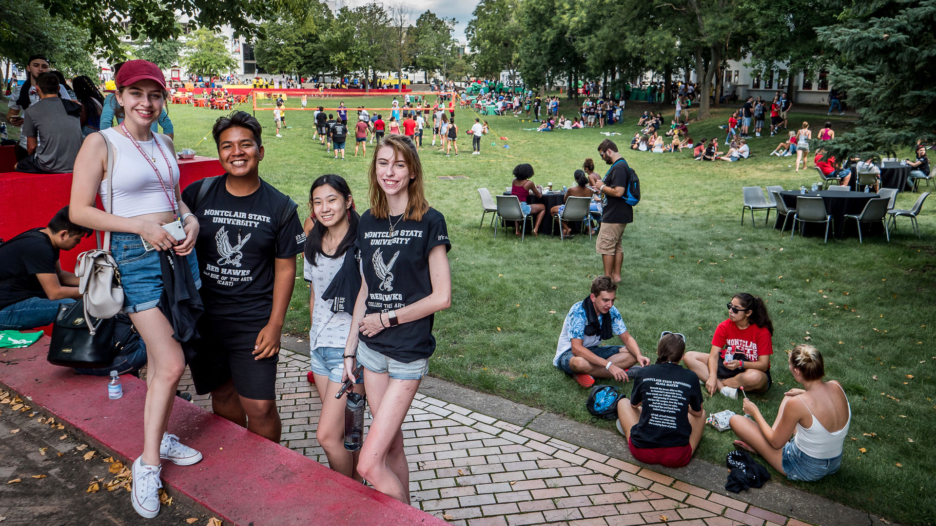 Students on the main quad on opening day