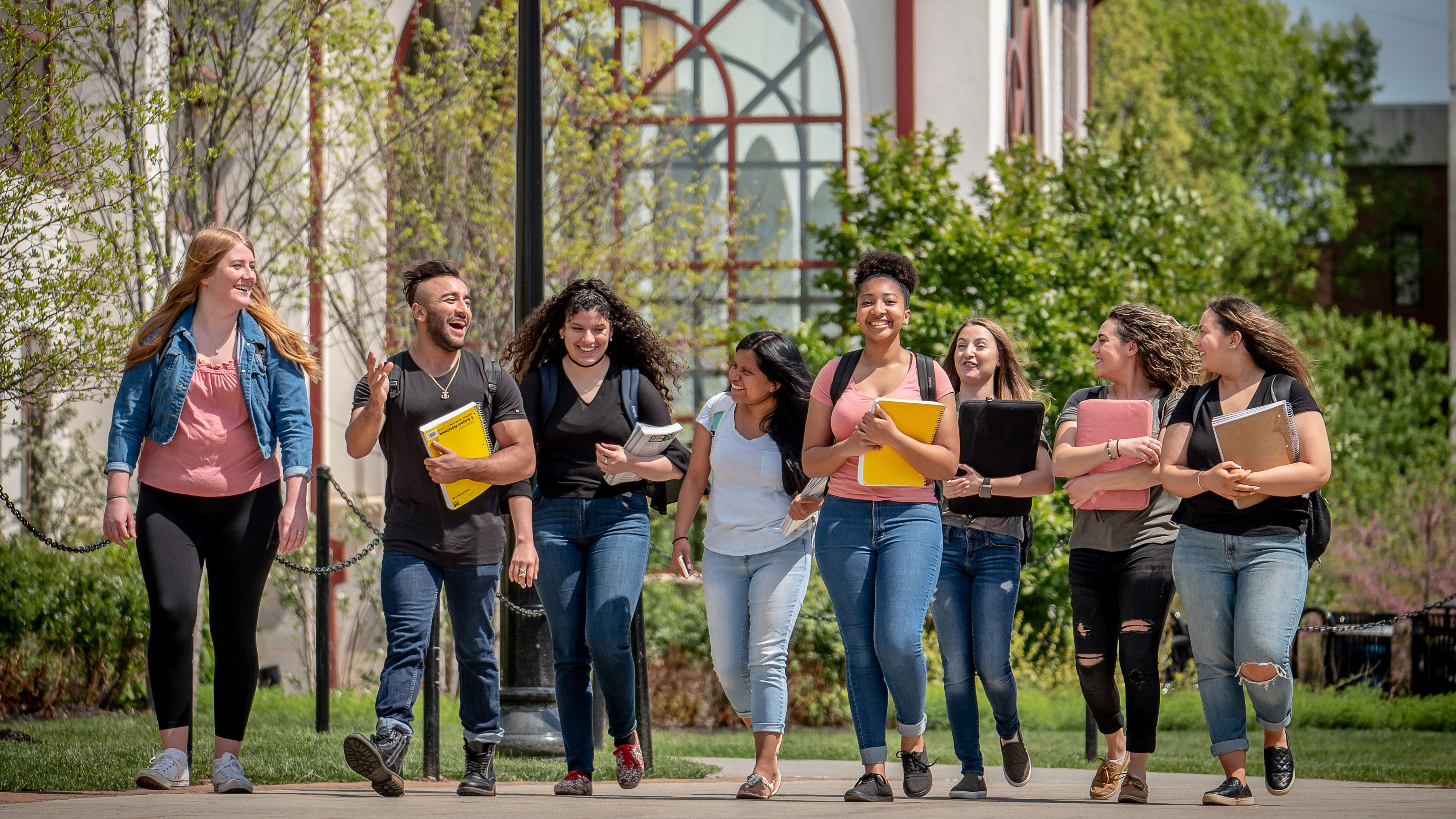 Students walking on campus