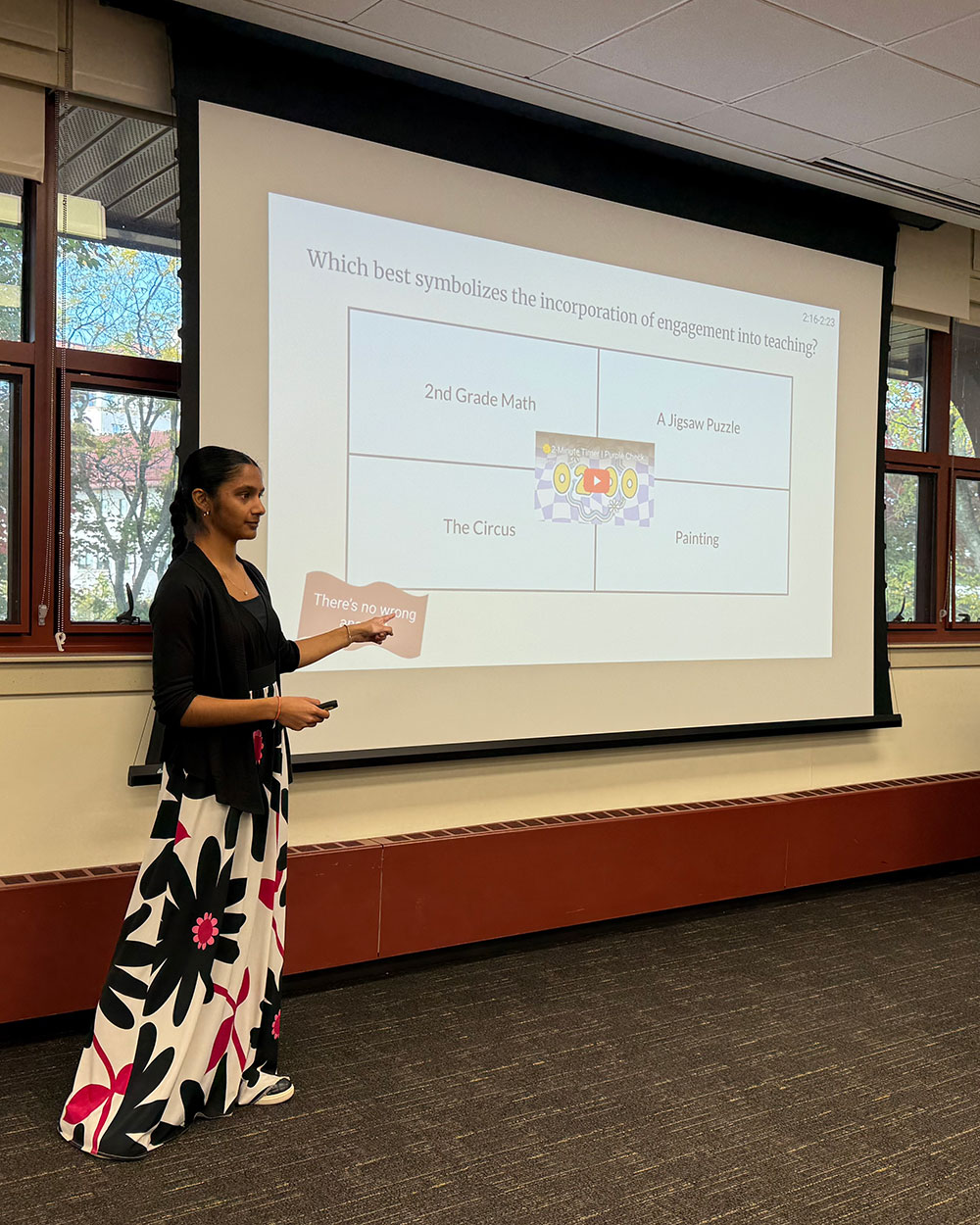 Uma Mistry presenting during teaching commons event