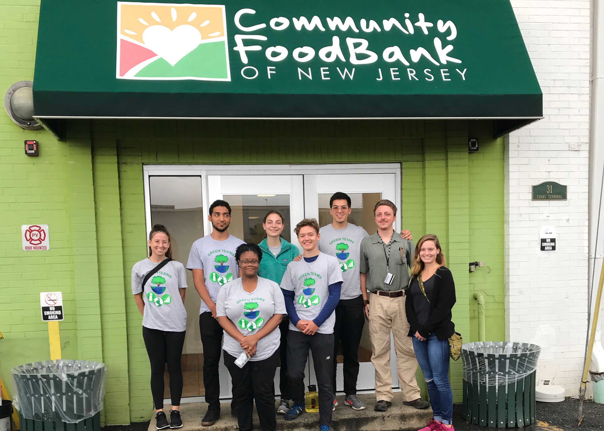 Green Team in front of NJ Community Food Bank
