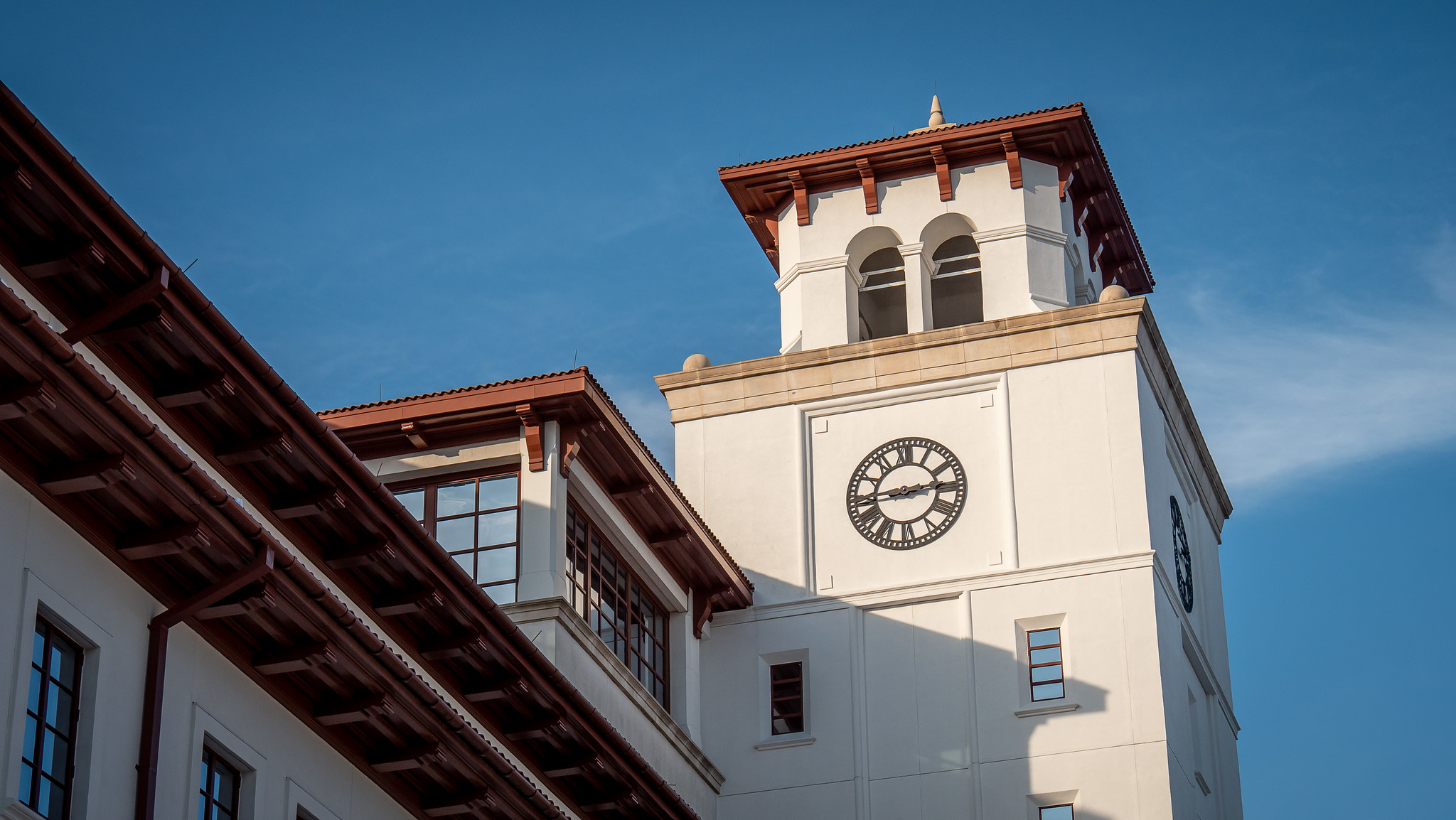 University Hall clock tower.