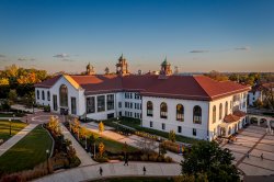 aerial shot of Susan A. Cole Hall on Montclair State University's Campus