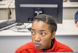Photo of Student in computer science class.
