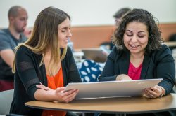 Two people in conversation