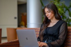 Student working on laptop