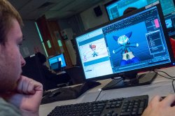A student works on an animation project at Montclair State University
