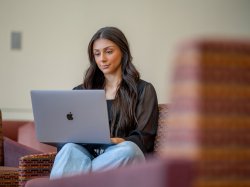 student using laptop