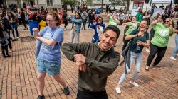 Students learning to dance at world's fair day