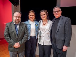 Panelists Michael Levdanski (left), Jacquie Colgan, Marianna Tretiak and moderator Pavlo Lushyn.