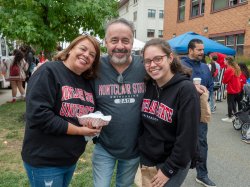A Montclair State family poses in MSU sweaters
