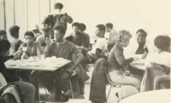 students eating lunch in the cafeteria