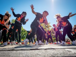 Students giving a dance performance