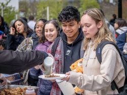 Students enjoying international foods