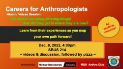 a flyer, Careers for Anthropologists event, Alumni Stories Sessions