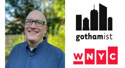 photo of Chris Matthews on left and Gothamist and WNYC logos on right