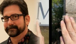 Image of Chris Kaczmarek and image from the video essay that was presented at the conference.