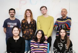 Bottom row from left to right: Maya Chu, Arjin Tas, Isabella Latella. Standing from left to right: Nicky Vidal, Stephanie Zirkenbach, Brett Diese, and Prof. Inciong.