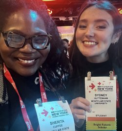 Student Sydney Huttemann and Profesor Sherita Cuffee at the National Retail Federation Student Conference