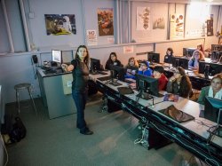 Asst. Prof. Lauren Carr of Animation and Illustration leading a workshop at a recent Arts Days event.