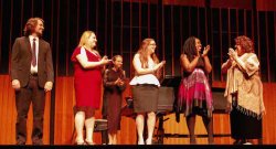 Cali School of Music faculty member Barbara Dever (right) working with students at her master class on the style and performance of opera, at the 2016 NATS Eastern Region Conference.