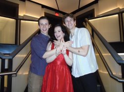 Caroline Lynch Desmarais with John Kearney ('27) and Chase Fontenot ('23). They performed in 42nd Street at The Lexington Theatre Company together in the summer of 2025. Caroline and Chase were the Co-Dance Captains.