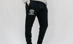 black joggers with the campus recreation logo and underneath it says montclair state university campus recreation