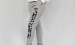 Gray Joggers that say Montclair State University Campus Recreation with the campus recreation logo