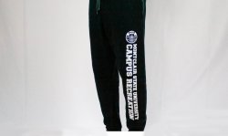 Black joggers that say montclair state university campus recreation going down the leg with the campus recreation logo
