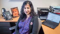 Photo of Mousumi Bose in her office.