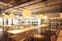 Abstract blur and defocused coffee shop cafe and restaurant interior for background