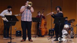 Jazz combo on stage performing