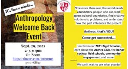 Anthropology Welcome Back Event Poster