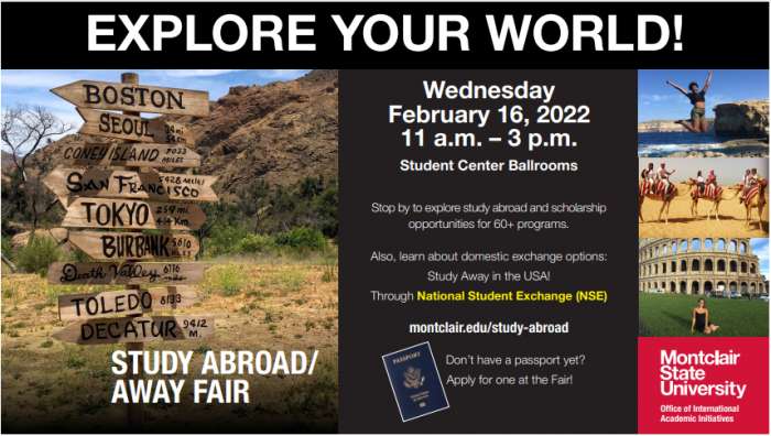 Montclair State University Calendar 2022 Spring 2022 Study Abroad Fair - University Calendar - Montclair State  University