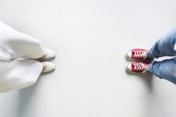 Photo of feet, socially distanced