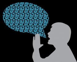 Man with bubble speech