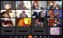 screenshot of many studentsin a Zoom video meeting