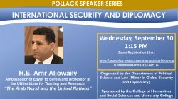Slide for Pollack Speaker Series - “The Arab World and the United Nations”